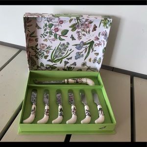 Cheese Knife and 6 Spreaders - Botanic Garden